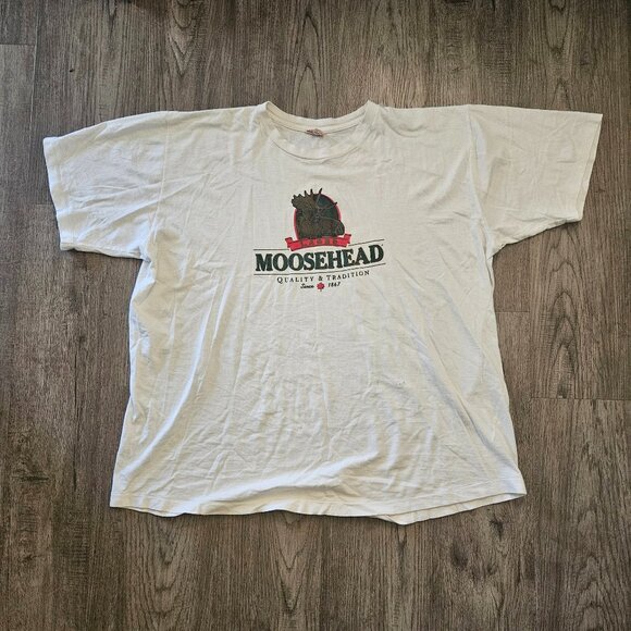 Vintage Moosehead Beer T-Shirt White Graphic Made in Canada – Men’s 2XL - Picture 1 of 10